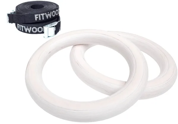 FitWood ULPU MINI Gymnastikringe 25mm - Glazing overflade / Sort Strop